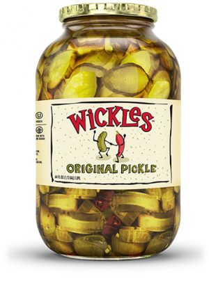 Front product photo of the Wickles Original Pickles 64oz jar