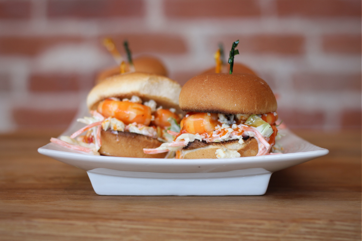 Spicy Red Buffalo Shrimp Sliders - Wickles Pickles