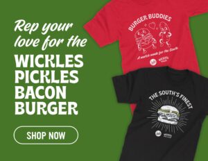 Rep your love for the Wickles Pickles Bacon Burger. Shop Now