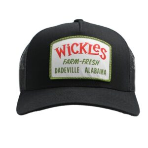 Front view of the Black colored Farm Fresh Trucker Hat