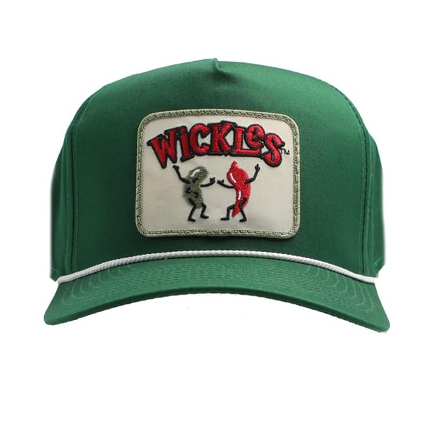 Front view of the Emerald green Rope Hat with the Pickle N Pepper Patch