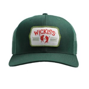 Front view of the Emerald Trucker Hat with a Wickedly Delicious Patch